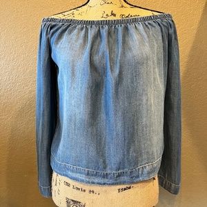 Bella Dahl Blue Chambray Tencel Off The Shoulder Top Size X-Small